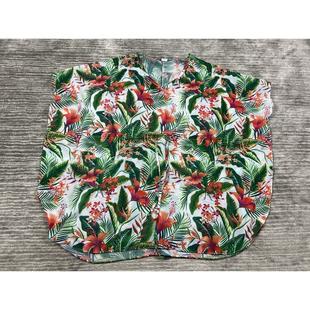 West Loop Top Womens One‎ Size Multicolor Tropical Sheer Cover Up Polyester